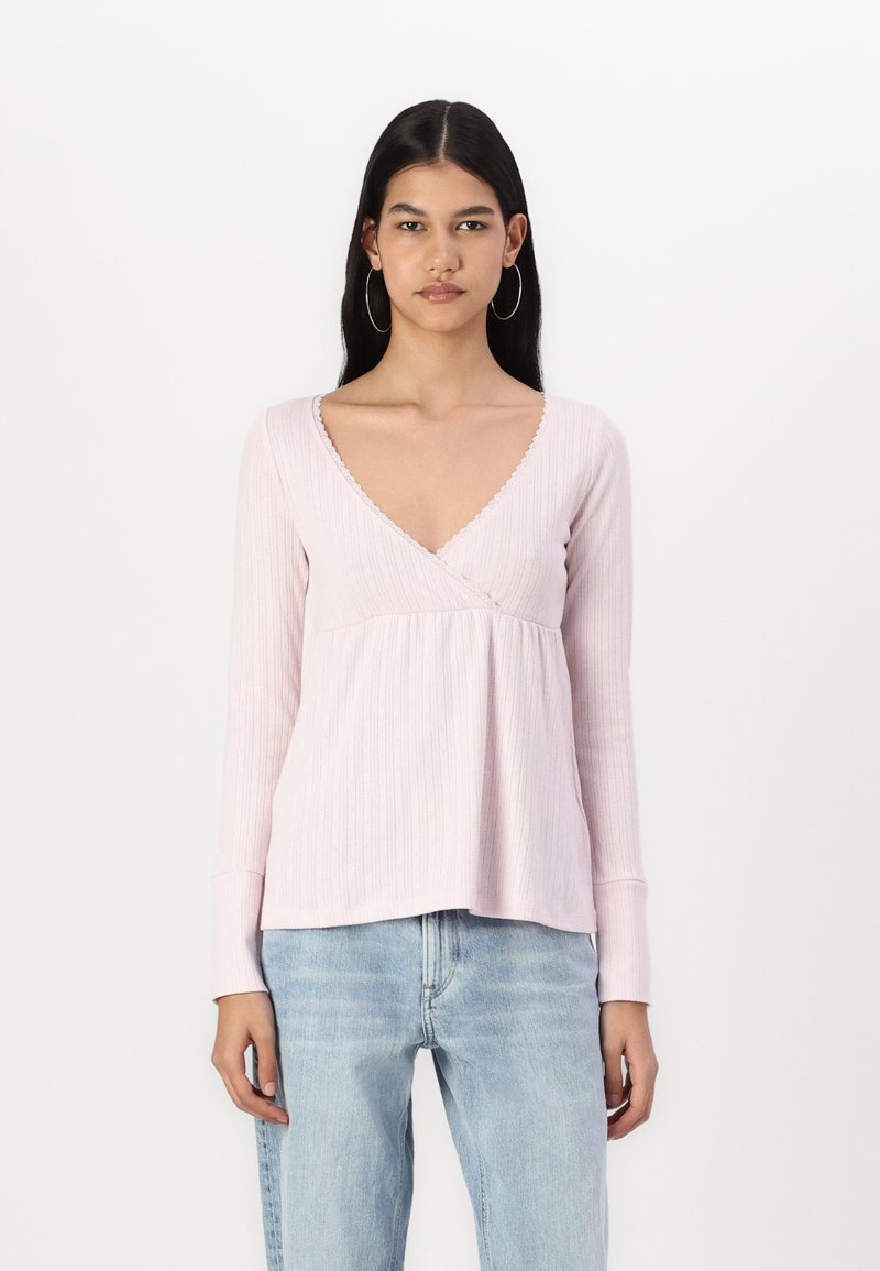 Hollister Co. Easy Long-Sleeve Pointelle Babydoll Top - Ilgarankovis viršutinės dalies drabužis - pale lilac