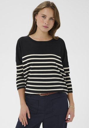 MILA R-NECK  - Svetrík - black seedpearl stripe