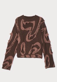 DISTRESSED EMBLEM CREW - Pulover - brown mix