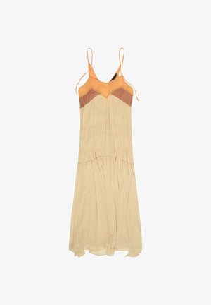 BIMBA Y LOLA, BIMBA Y LOLA VESTIDO DE TIRANTES PLISADO LÍNEA A AMARILLO CLARO - Vestido largo - amarillo claro