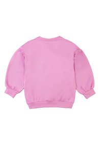 Felpa rosa chiaro con maniche lunghe e gonfiate e orlo a coste. Realizzata in morbido tessuto texturizzato con scollatura rotonda.