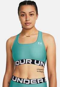 Under Armour MID BRANDED - Sujetadores deportivos con sujeción media - radial turquoise white