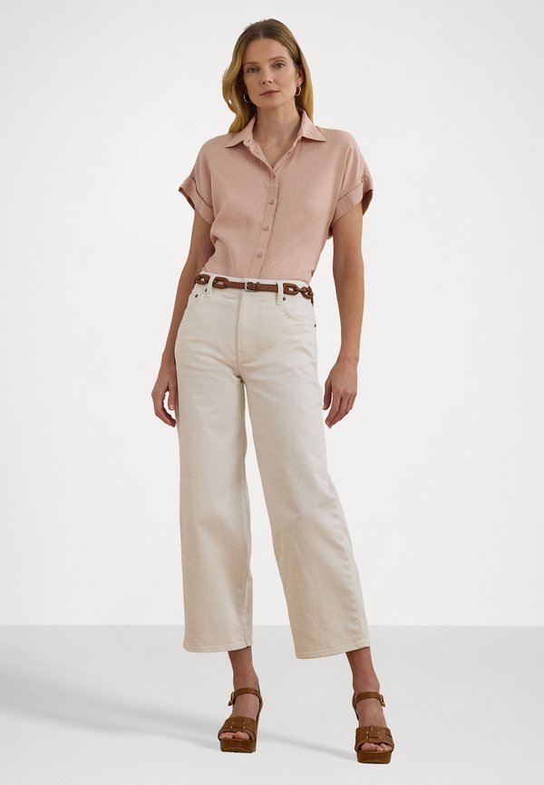 RELAXED FIT LINEN SHORT SLEEVE SHIRT - Button-down blouse - sunrise blush3