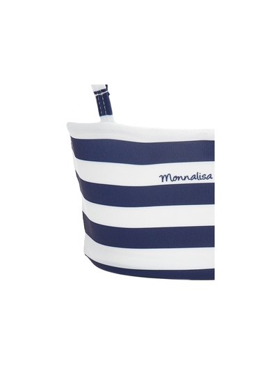 Mørkeblå og hvidstribet bandeau-top med justerbare stropper. Har en glat overflade og broderet logo på siden.