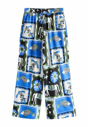 Next, Stoffhose - blue ecru fish print
