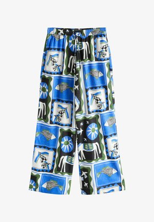 Next, Stoffhose - blue ecru fish print