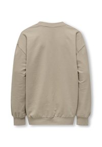 Felpa beige con colletto rotondo, polsini e orlo a costine. Materiale morbido in misto cotone con una texture liscia e vestibilità rilassata, caratterizzata da cuciture delle spalle scese.