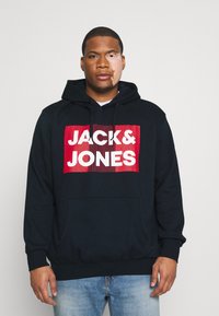 Jack & Jones JJECORP LOGO - Jersey con capucha - navy blazer/print
