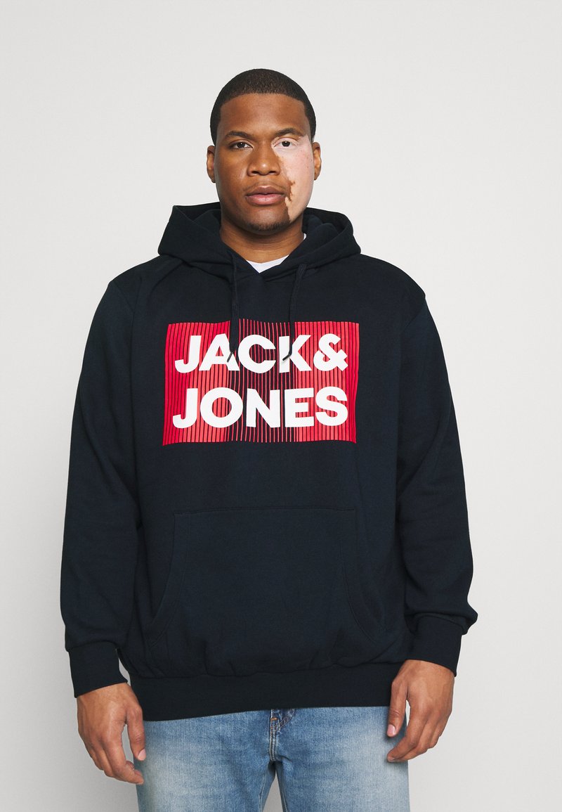 Jack & Jones - JJECORP  - Jersey con capucha - navy blazer/print, Ampliar