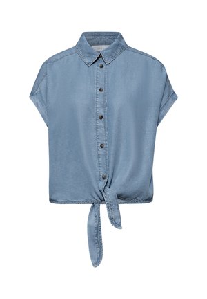 Street One Studio HEMDBLUSE MIT KNÖPFEN UND KNOTENDETAIL - Skjortebluser - light blue soft washed