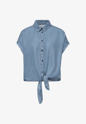 Street One Studio HEMDBLUSE MIT KNÖPFEN UND KNOTENDETAIL - Skjortebluser - light blue soft washed