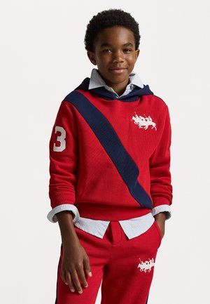 TRIPLE PONY FLEECE HOODIE - Hættetrøje - red/refined navy