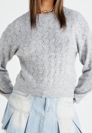 Stickad tröja - mottled light grey