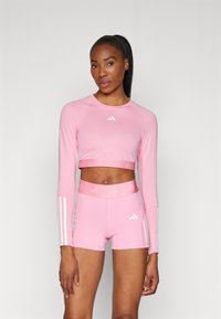 adidas Performance - HYPERGLAM CROP LONGSLEEVE TOP - Longsleeve - bliss pink/white Miniatuurafbeelding 1