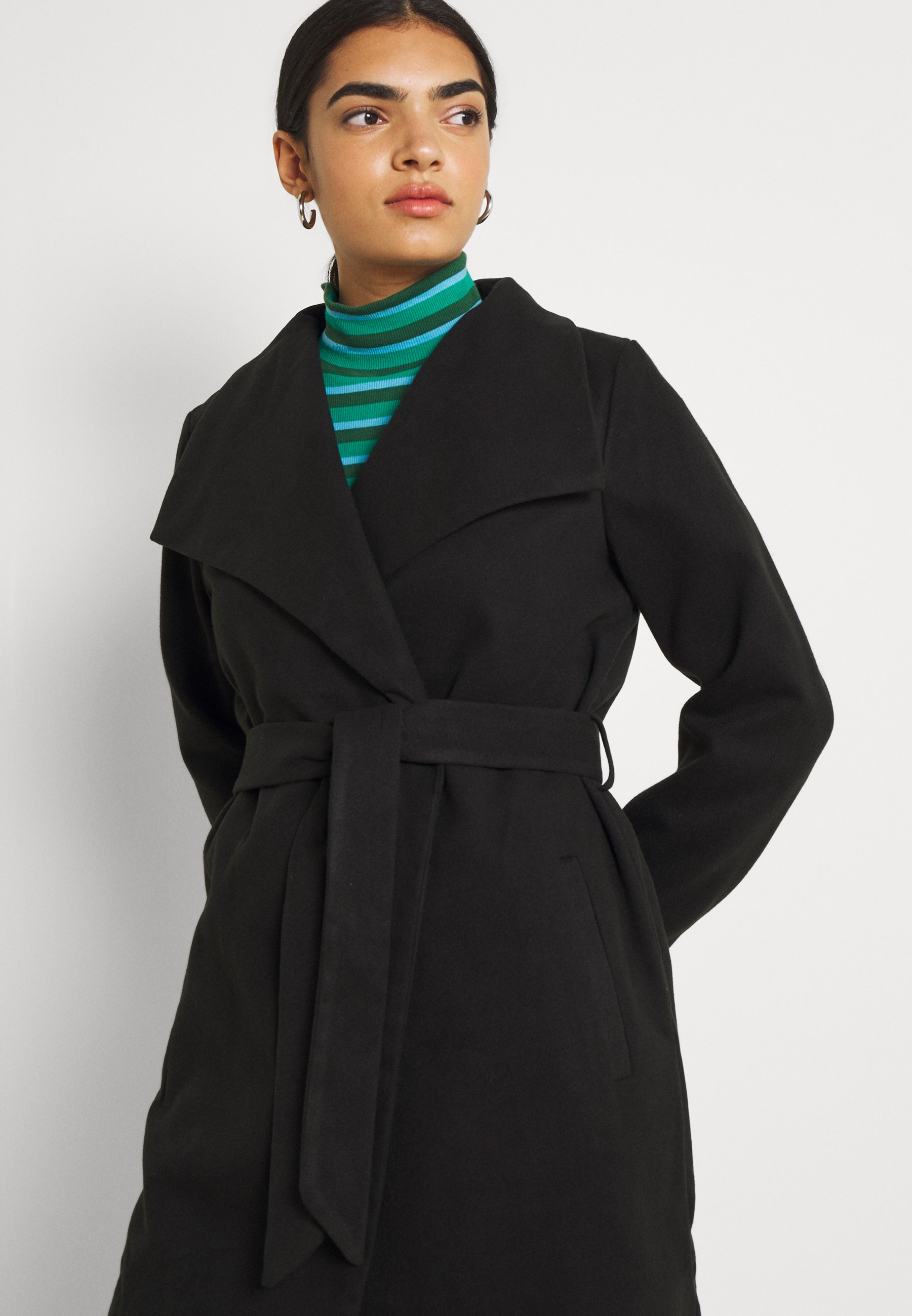 black belted long coat