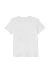 Witte korte mouwen t-shirt van katoen. Heeft een ronde hals en een eenvoudig ontwerp zonder grafische afbeeldingen of patronen. Zachte structuur.
