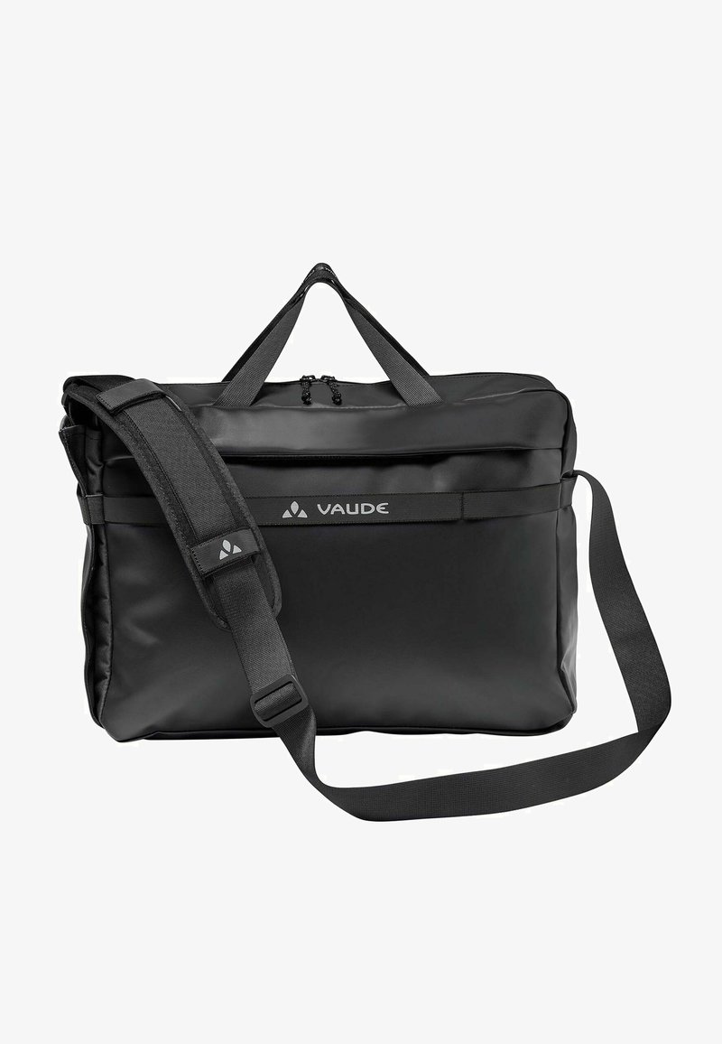 Borsa a tracolla nera realizzata in materiale impermeabile. Presenta manici doppi e una tracolla regolabile. Esterno liscio con dettaglio del logo.