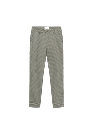 Karierte Hose mit einem schwarz-weißen Hahnentrittmuster, elastischem Bund und gerader Beinform. Weicher Stoff. 