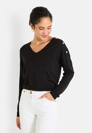 PULL COL V - Pullover - noir
