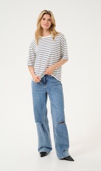 Kaffe WINNY 1/2 SLEEVE - Marškinėliai su spaudiniu - ant. white indigo blue