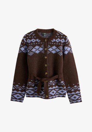 Next, BUTTON THROUGH BELTED CARDIGAN - Cardigan - chocolate brown purple fairisle