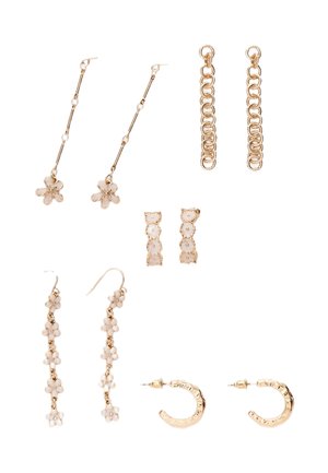 5 PACK SET OF 9  ENAMELLED FLOWER  - Øreringe - gold-coloured