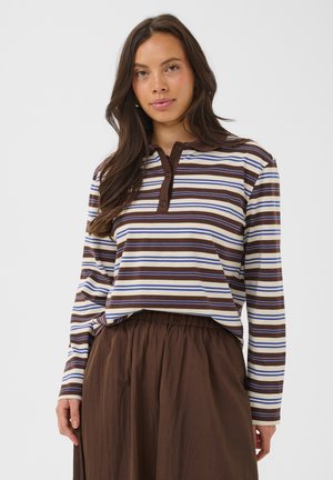 Saint Tropez, TATYSZ LS POLO SHIRT - Polo - chocolate brown blue stripes