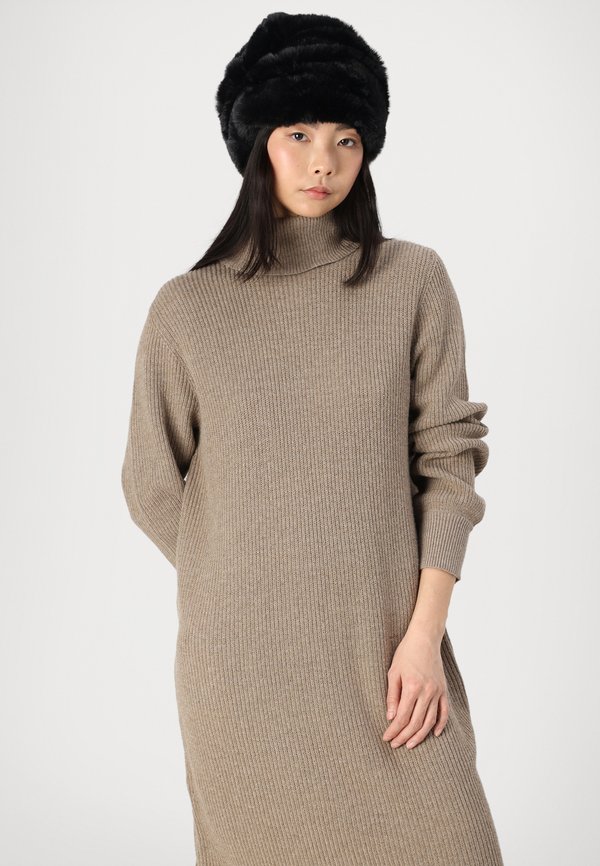 OBJMALENA ROLL NECK  - Jumper dress - fossil melange3