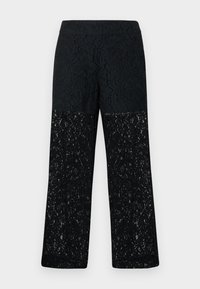HIGH WAIST STRAIGHT LEG CROPPED TROUSER W/WAISTBAND - Pantalon classique - black