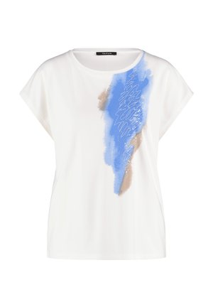 Taifun KURZARM RUNDHALS VERZIERTES AUS INTERLOCK - Print T-shirt - offwhite gemustert
