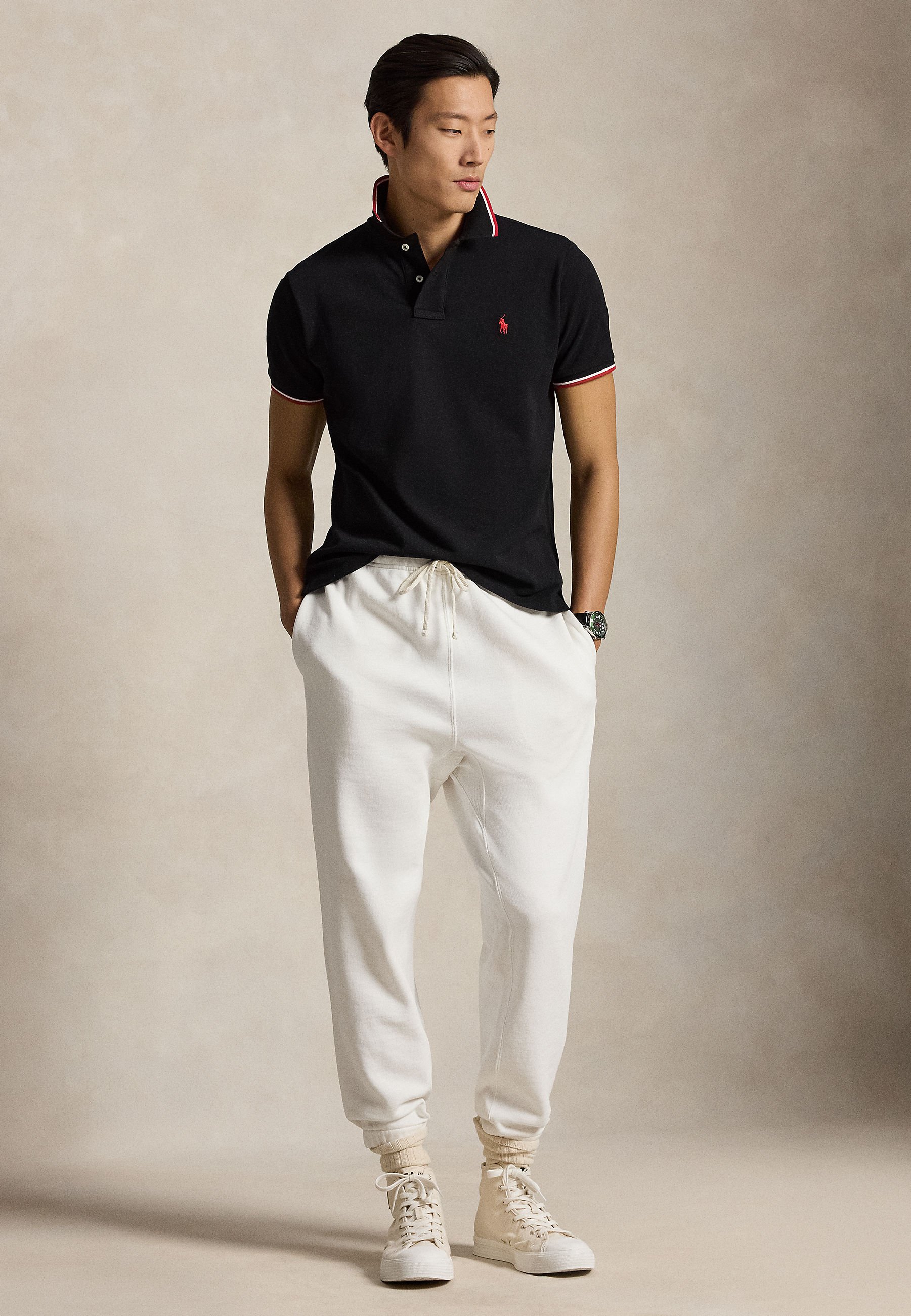 POLO RALPH LAUREN ブラック SLIM FIT 1枚　白 Polo Ralph Lauren CUSTOM SLIM FIT MESH POLO SHIRT - Polo shirt