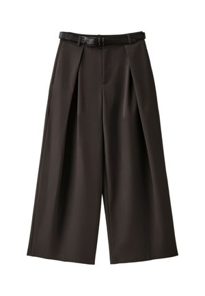 Stradivarius, WIDE-LEG DARTED TROUSERS WITH BELT - Pantalon classique - dark brown