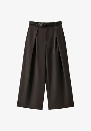 Stradivarius, WIDE-LEG DARTED TROUSERS WITH BELT - Pantalon classique - dark brown