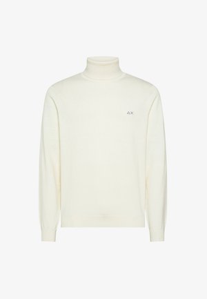 Maglione a collo alto in morbido tessuto a maglia testurizzata. Presenta maniche lunghe e un piccolo logo ricamato sul petto.