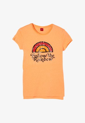 animé d'un imprimé pailleté - Print T-shirt - neon orange
