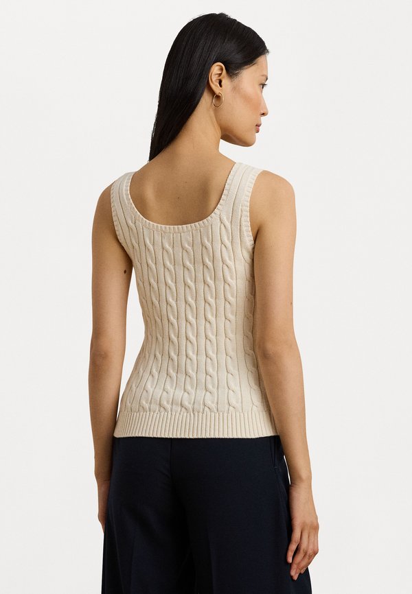 Cable Knit Sleeveless Jumper - Top - mascarpone cream4