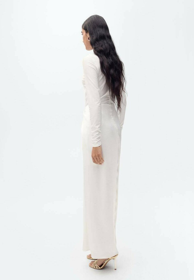 mango white dress long sleeve Satin dress with slit sleeves - Women
