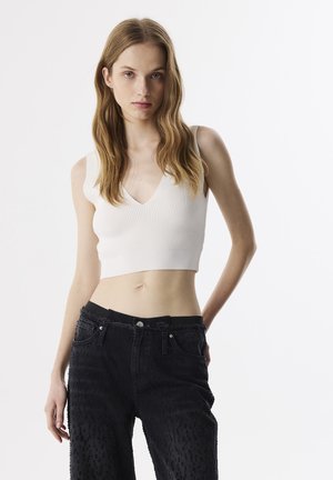 Twist V-NECK CROP - Top - ecru