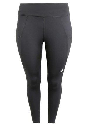 Zwarte sportleggings met een hoge tailleband, nauwsluitend ontwerp en dubbele zijzakken. Gemaakt van gladde, rekbare stof met logo details.