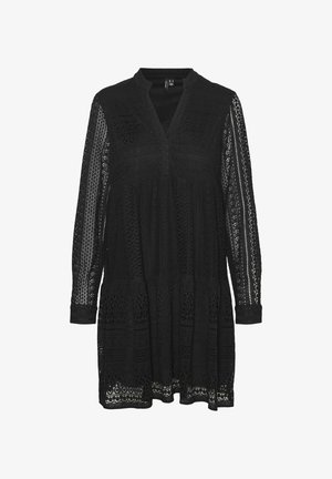 Vero Moda Curve V-AUSSCHNITT CURVE ÄRMELBÜNDCHEN MIT KNOPF - Jurk - black