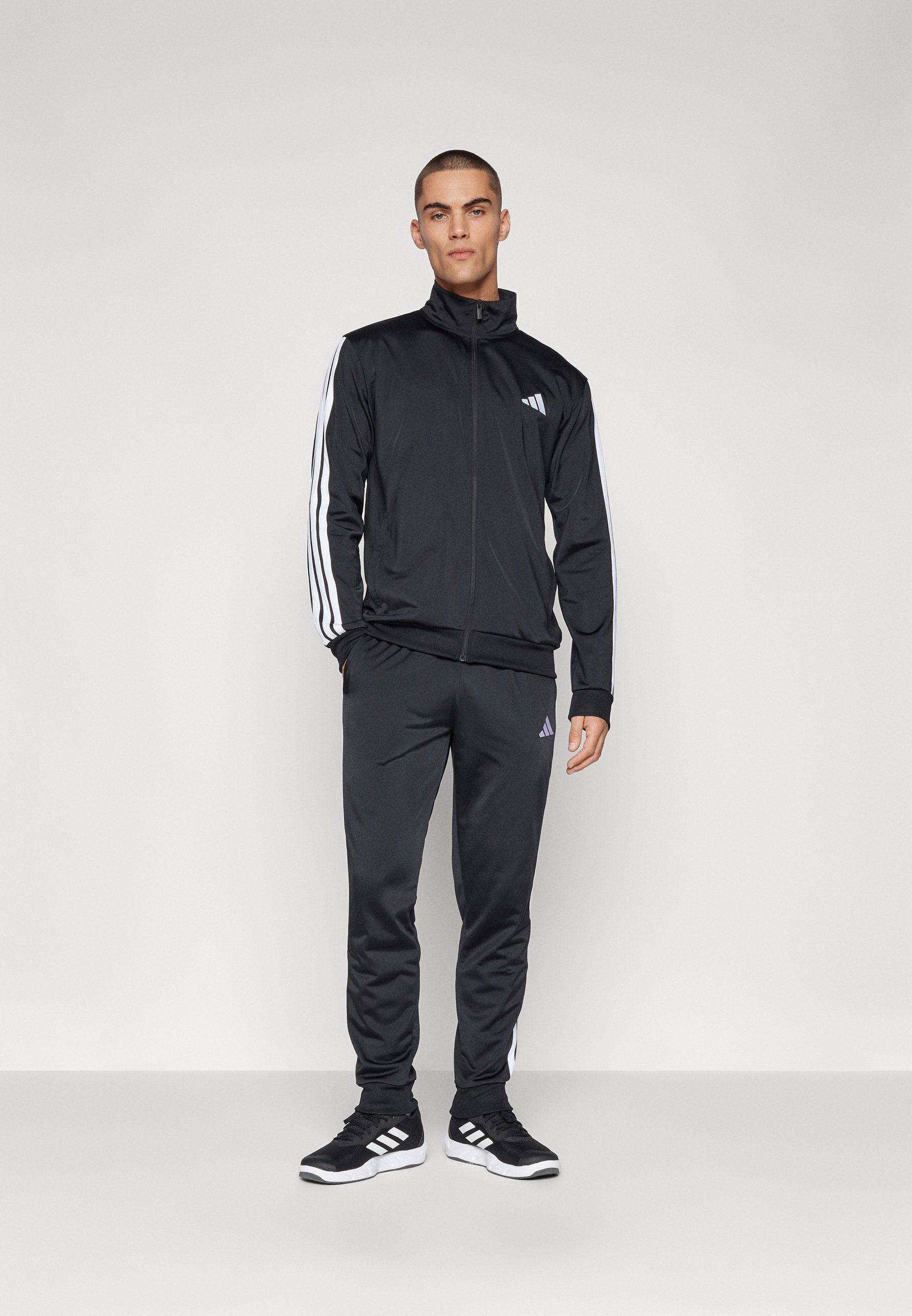 Riou Tuta Sportiva Uomo 2 Pezzi - Calda Giacca Con Cappuccio E Pantaloni A Coulisse - Set Allenamento Traspirante Per Fitness, Corsa E Sport - Cuciture A Contrasto
