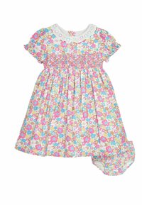 JoJo Maman Bébé SUMMER FLORAL FRILL COLLAR - REGULAR FIT - Freizeitkleid - white