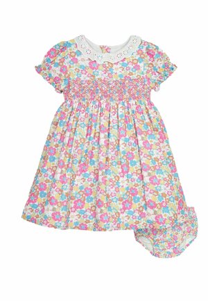 JoJo Maman Bébé SUMMER FLORAL FRILL COLLAR - REGULAR FIT - Freizeitkleid - white