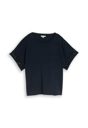 TOM TAILOR, TOM TAILOR T-SHIRT LOOSE FIT T-SHIRT MIT CROCHET-ÄRMELN - T-shirt imprimé - sky captain blue