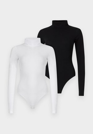 JXGIGI HIGH NECK 2 PACK - Tops ar garām piedurknēm - black/bright white
