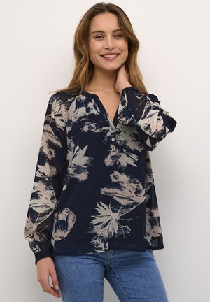 BPROSABEL NOTCH NECK LONG SLEEVES - Bluză - blue big flower print