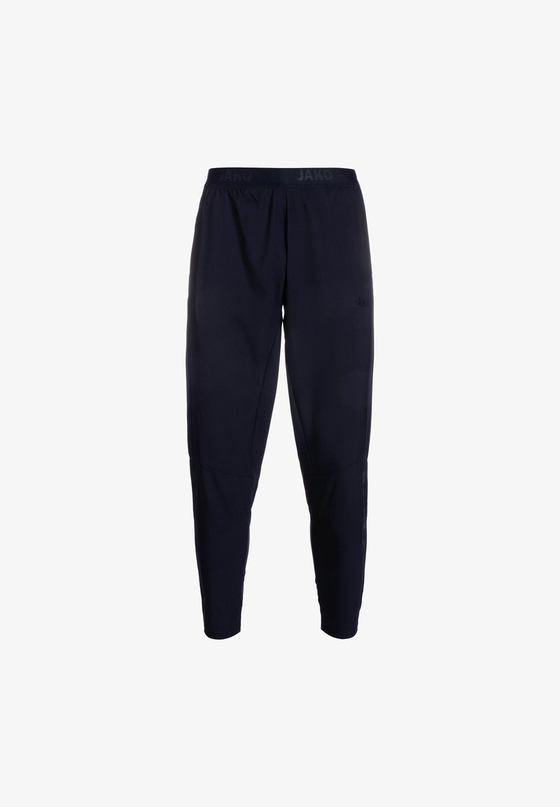 Marine atletische broek met een elastische tailleband, taps toelopend ontwerp en zijzakken. Gemaakt van lichtgewicht, ademend materiaal.