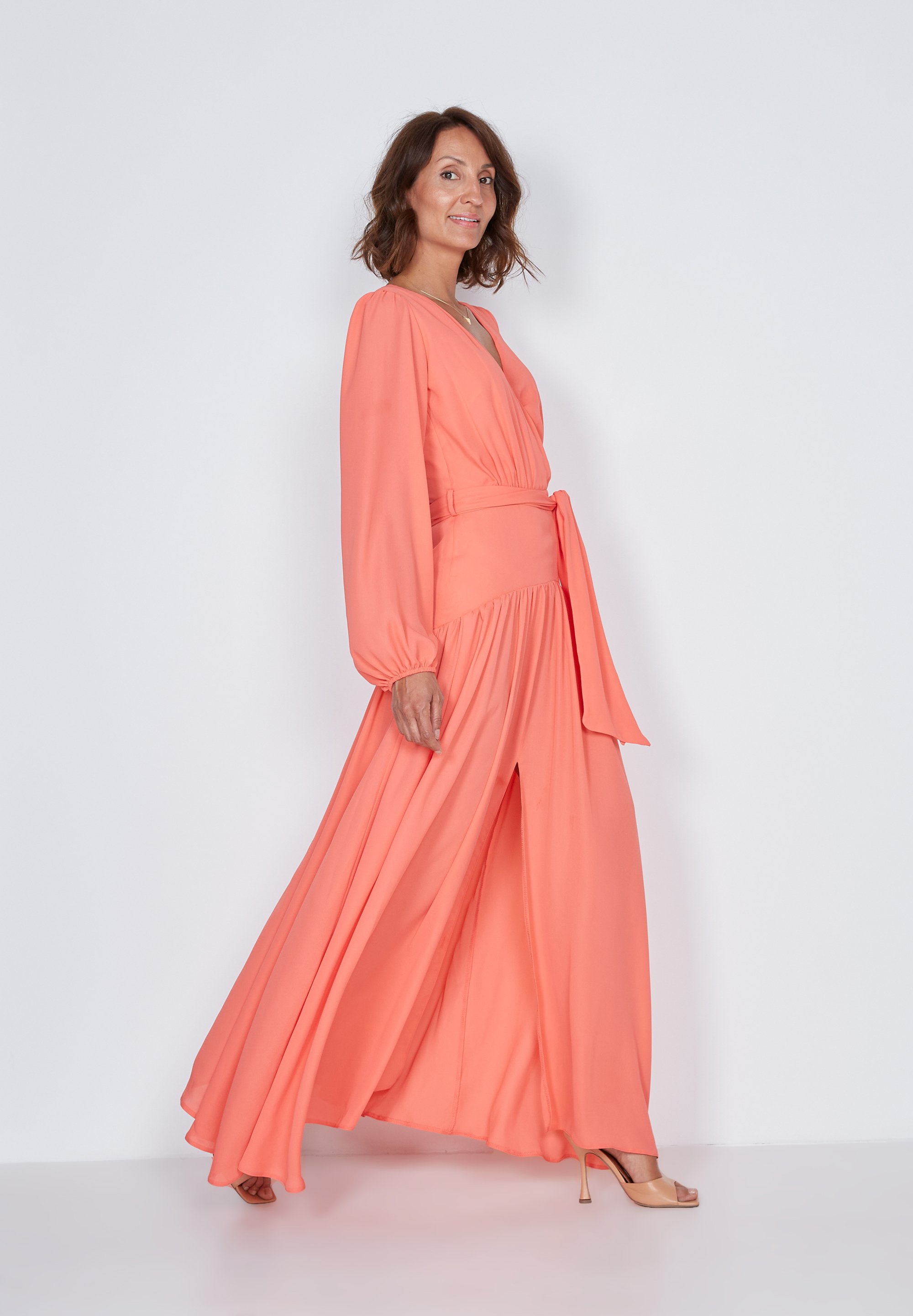 True Violet LONG SLEEVE WRAP DRESS - Vestito lungo - coral/corallo -  Zalando.it