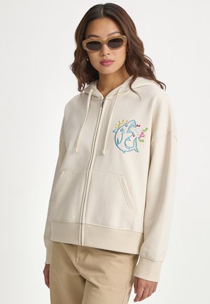 Mira Paris SHARK EMBROIDERY BOXY ZIP UP HOODIE 26 - Sweat zippé - off-white