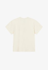 Kurzärmliges T-Shirt mit Rundhalsausschnitt in Off-White, mit lockerer Passform und weichem Baumwollmaterial. Schlichtes Design ohne sichtbare Akzente.